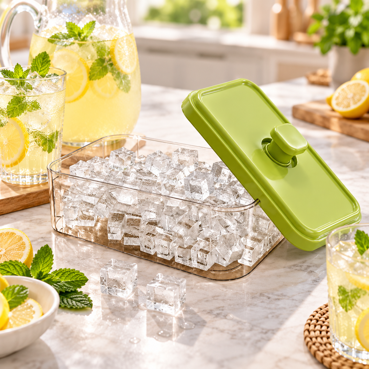 🧊 Kitchen Essential | Ice Cube Maker | Everyday Drinks | Home Bar Gift | Fresh Green Design
