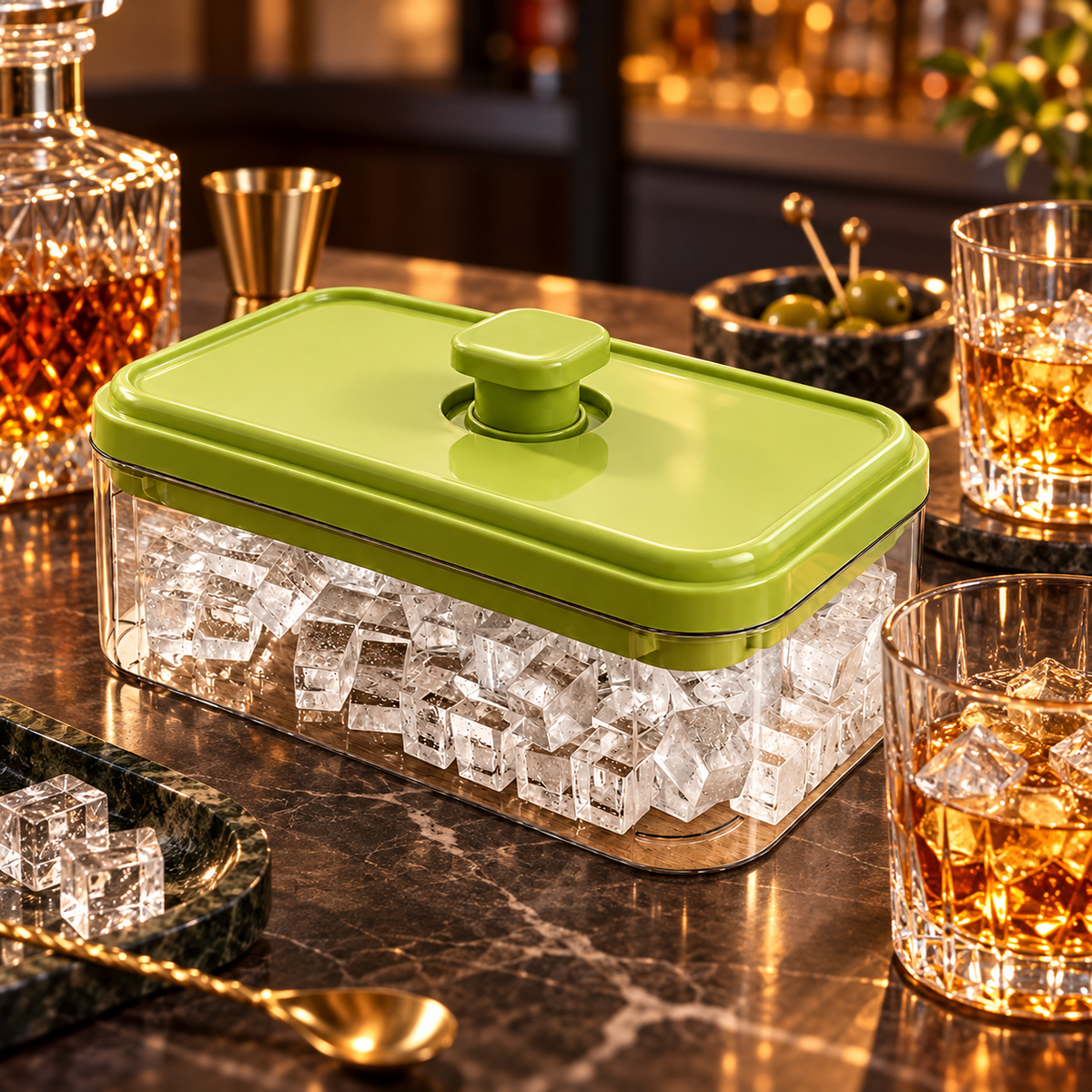 🧊 Kitchen Essential | Ice Cube Maker | Everyday Drinks | Home Bar Gift | Fresh Green Design
