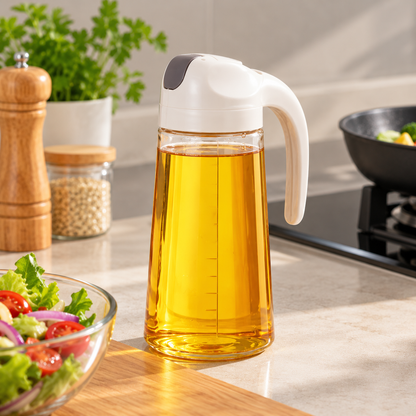 🫒 Kitchen Essential | Glass Oil Dispenser | Elegant White Design