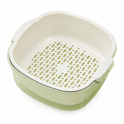 🥬 Kitchen Essential | Double-Layer Produce Colander | Everyday Food Prep | Home Cook Gift | Fresh Green Design