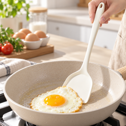 🍳 Kitchen Essential | Silicone Spatula | Everyday Cooking | Home Chef Gift | Elegant Cream Design