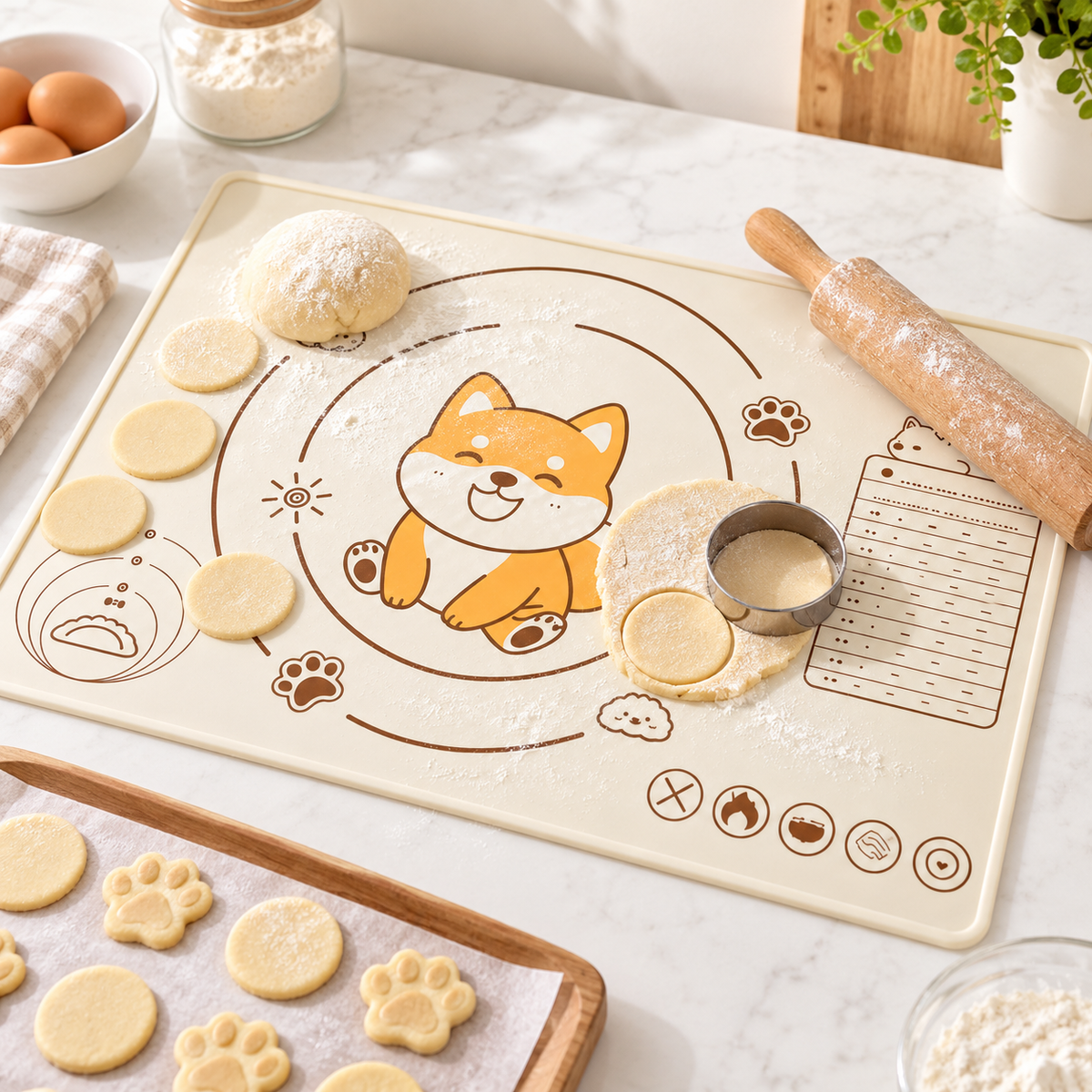 🐕 Kitchen Essential | Silicone Baking Mat | Cute Shiba Inu Design