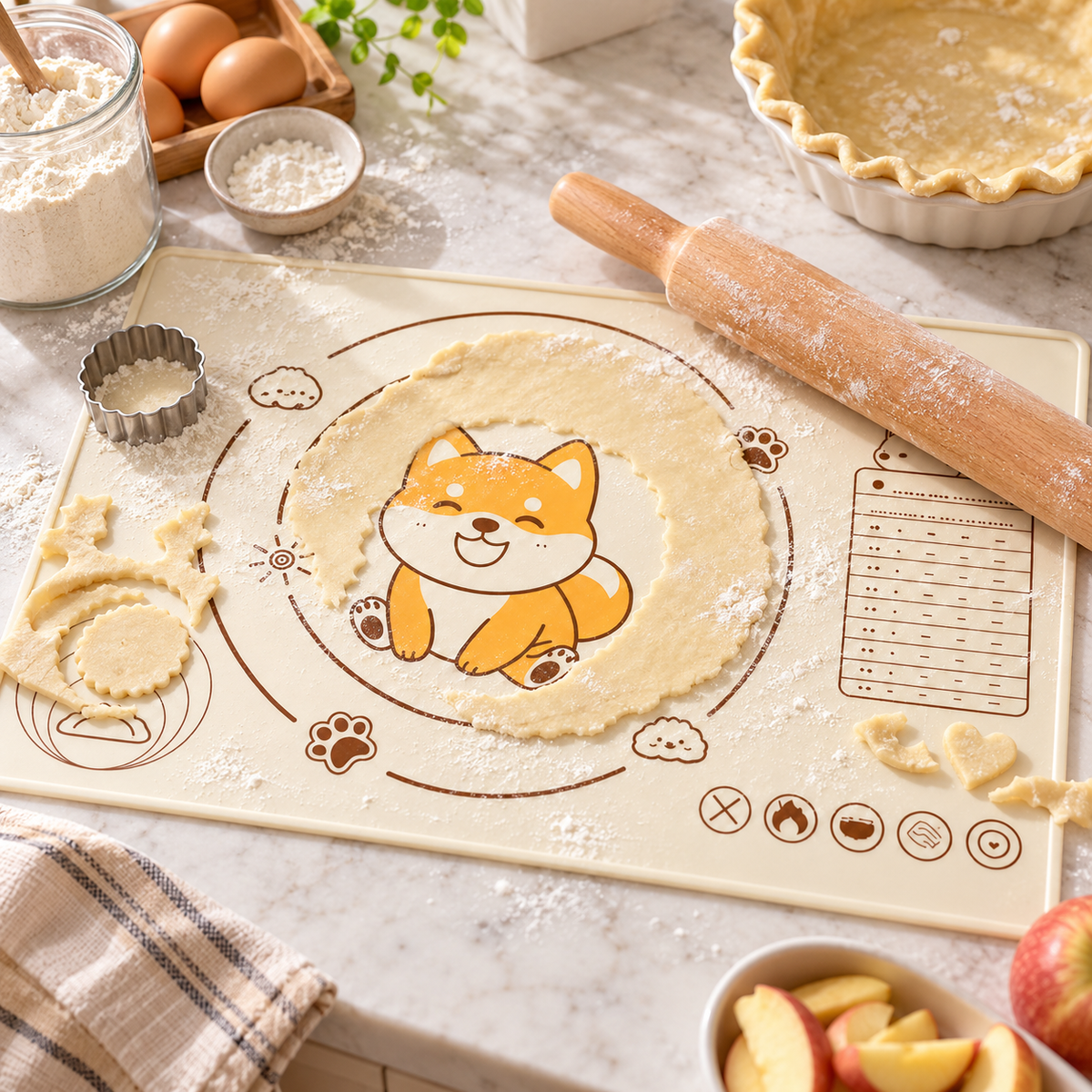 🐕 Kitchen Essential | Silicone Baking Mat | Cute Shiba Inu Design