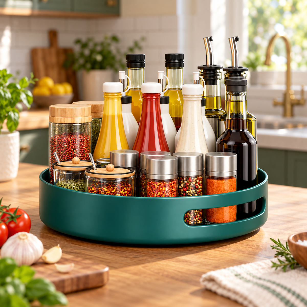 🧂 Kitchen Organizer | Rotating Spice Rack | Countertop Storage
