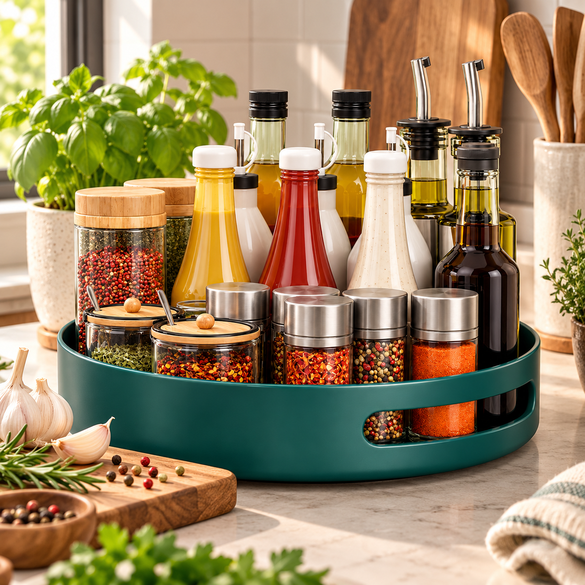 🧂 Kitchen Organizer | Rotating Spice Rack | Countertop Storage