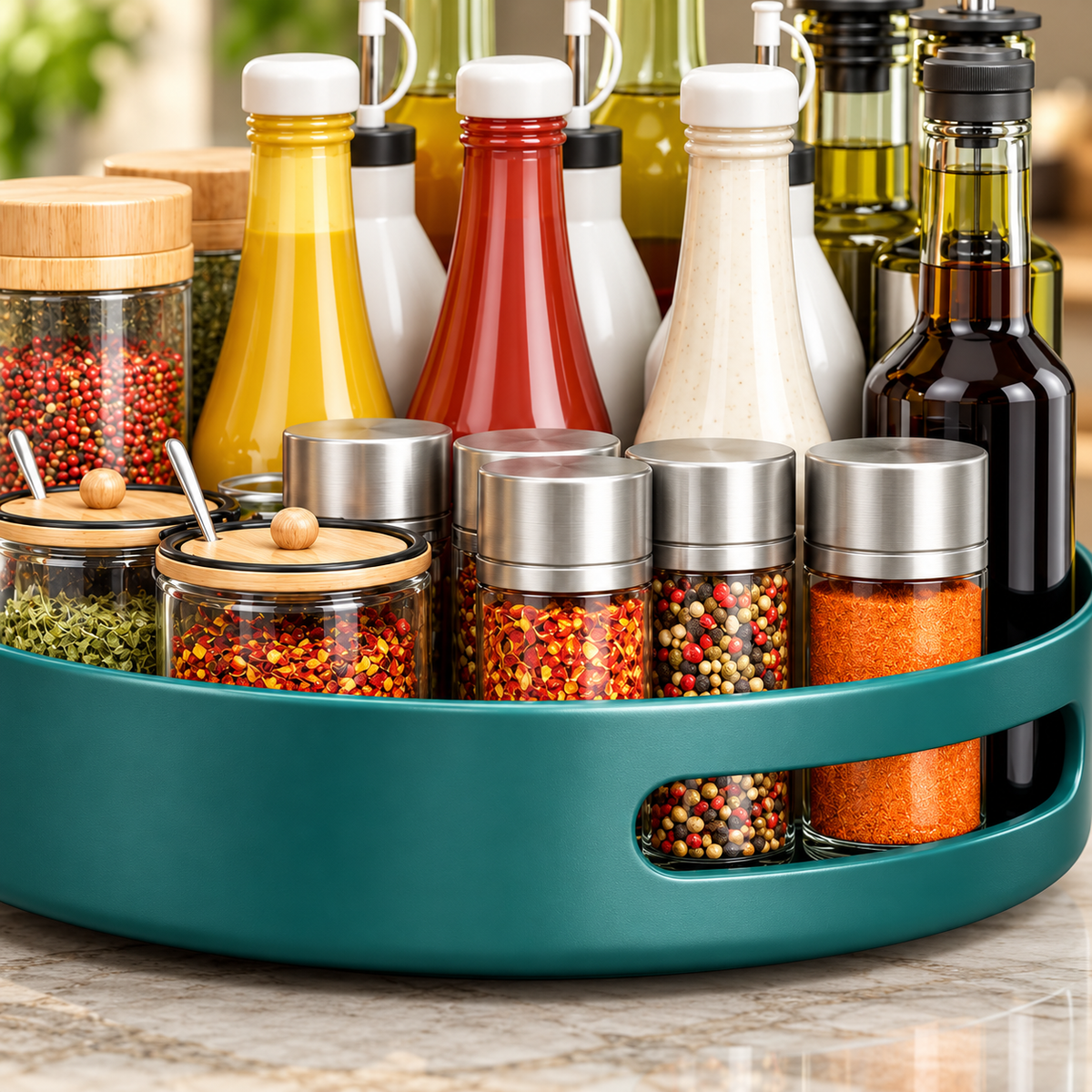 🧂 Kitchen Organizer | Rotating Spice Rack | Countertop Storage