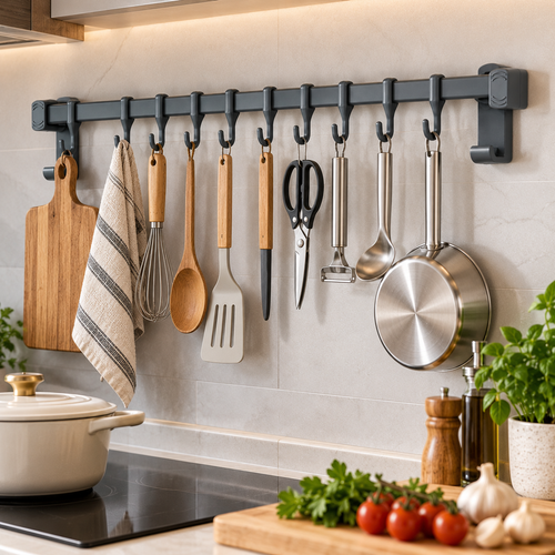 🪝 Kitchen Essential | Wall-Mounted Hook Rack | Space-Saving Storage