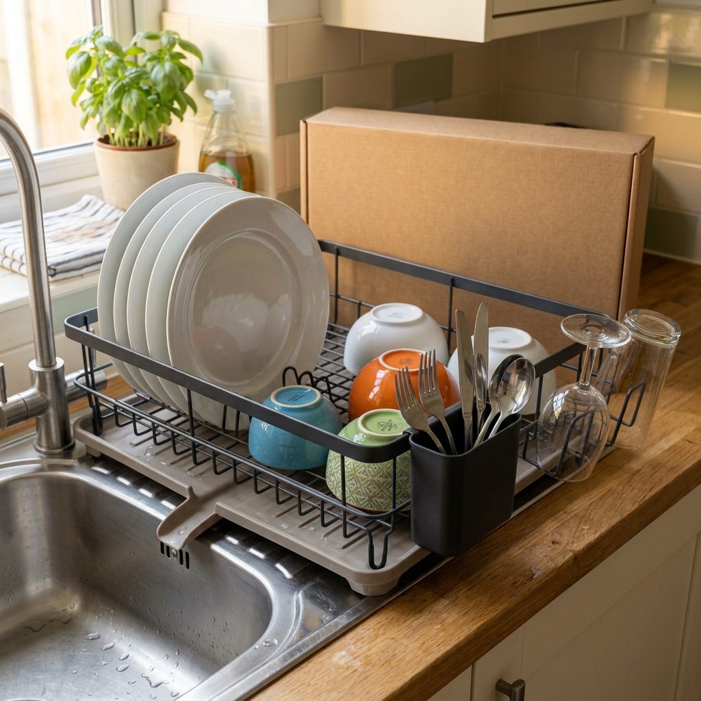 Dish rack after family dinner