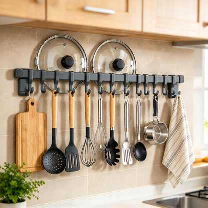 🪝 Kitchen Essential | Wall-Mounted Hook Rack | Space-Saving Storage
