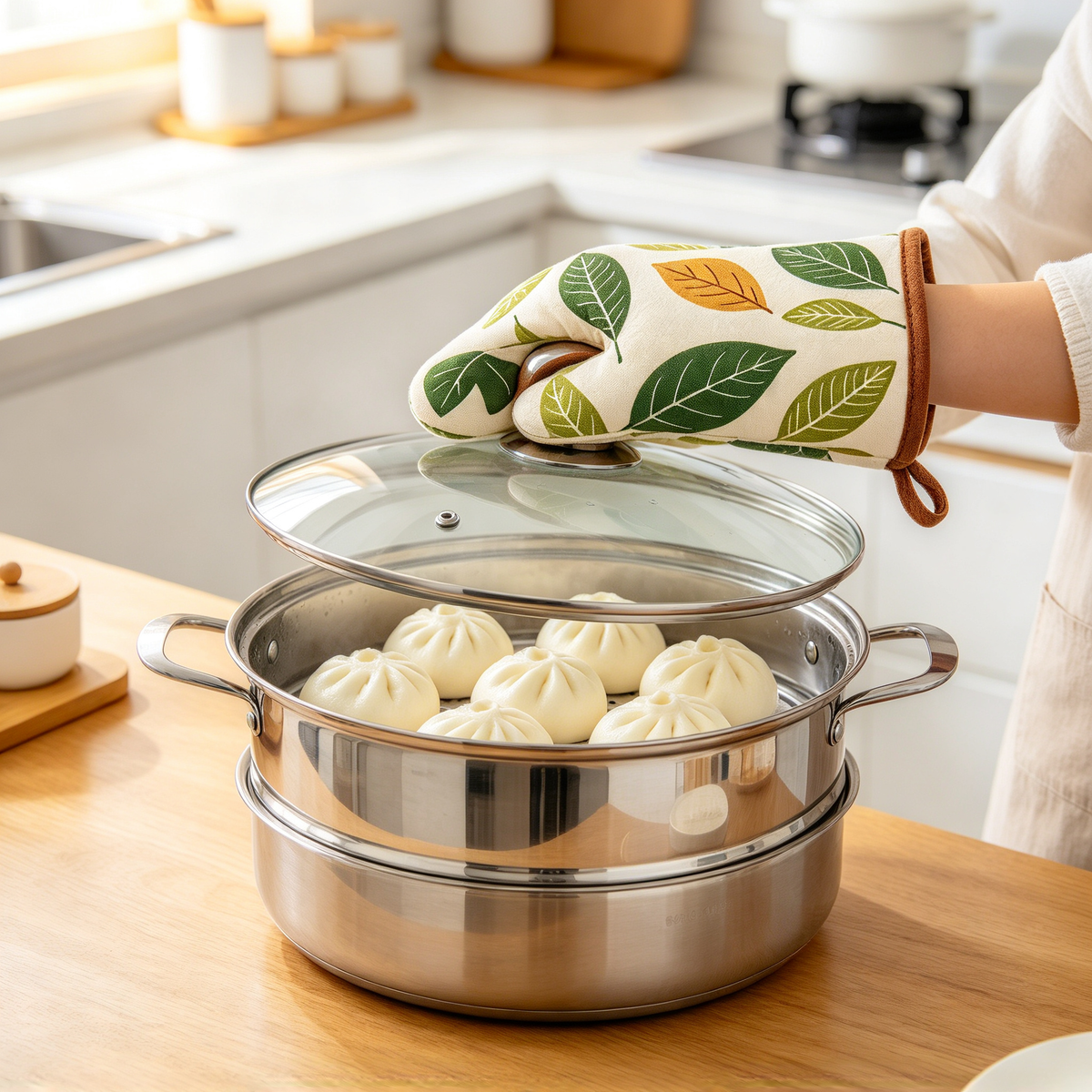 🍃 Kitchen Essential | Heat-Resistant Oven Mitt | Leaf Print